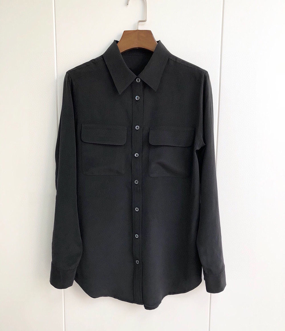 Black 100% Silk Blouse For Women